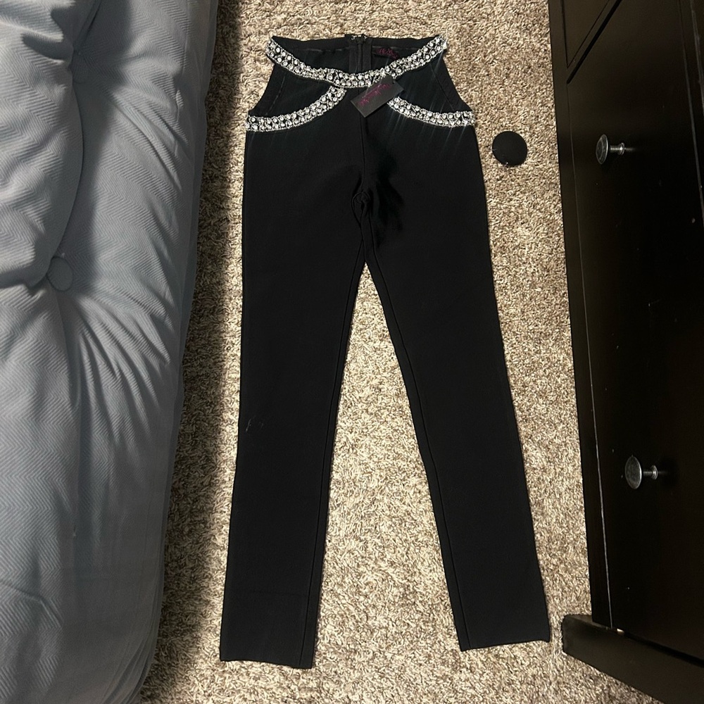 Black Leggings with Silver Accents
